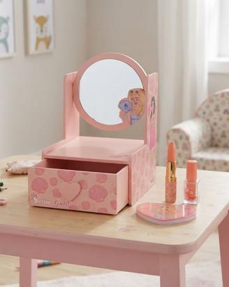 Specchiera in legno per bambini con accessori