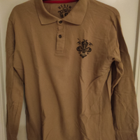 Polo uomo manica lunga tg.S berik marrone giglio f