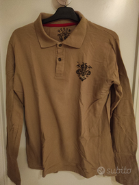 Polo uomo manica lunga tg.S berik marrone giglio f