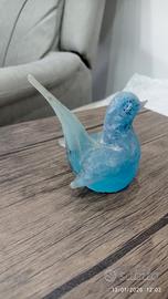 uccello in vetro scavo verde acqua 