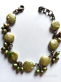 bracciale metallo e perle di fiume