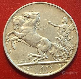 10 Lire biga 1927 1 rosetta NC