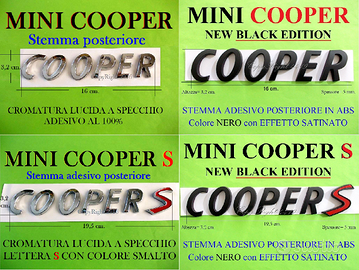MINI COOPER S Stemma POSTERIORE Scritta Logo Emble