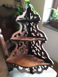 pensile angolare sospeso legno lucido intagliato