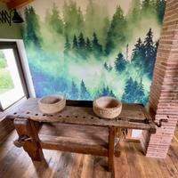 bancone falegname con lavandini in pietra