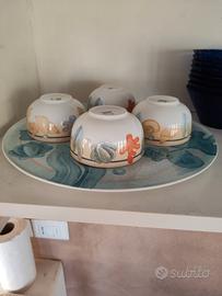 set 4 ciotole e piatto Thun