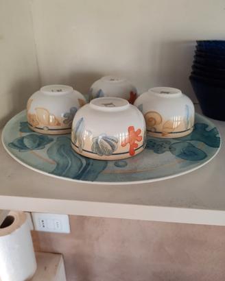 set 4 ciotole e piatto Thun