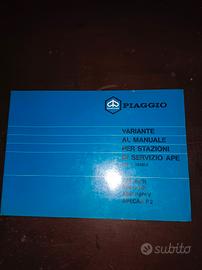 Manuale  di servizio Piaggio Ape Piaggio 