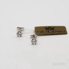 Orecchini oro bianco 18kt punto luce zircone E.177