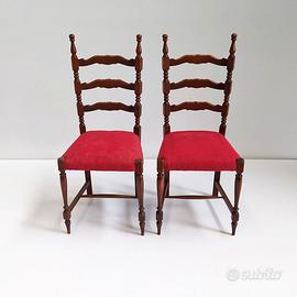 Coppia di sedie trono da tavolo pranzo in legno