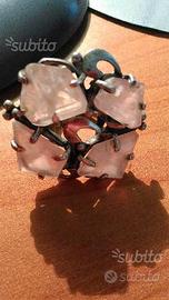 Anello acciaio e quarzo rosa