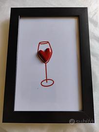 Quadro Decorativo Wine Lover Calice Cuore Handmade