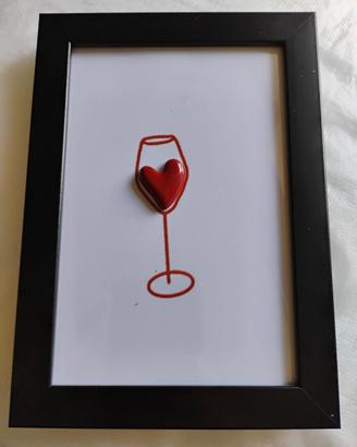 Quadro Decorativo Wine Lover Calice Cuore Handmade