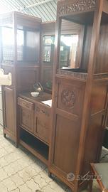 Antico mobile credenza in legno con specchio,largh