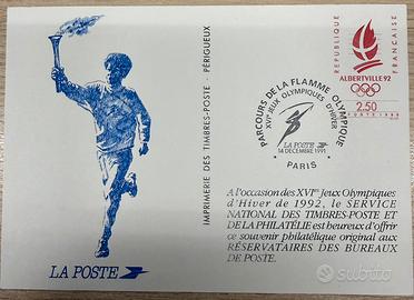 Olimpiadi di Albertville ‘92 cartolina con annullo