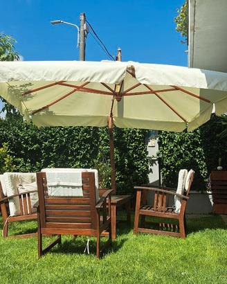 OMBRELLONE DECENT LEGNO PALO 93 STAR 300X300CM