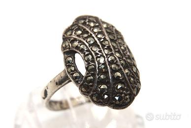 Antico anello argento marcasite