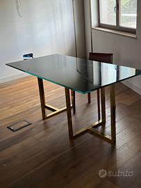 Tavolo Vetro struttura ottonata 180x90