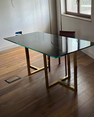 Tavolo Vetro struttura ottonata 180x90