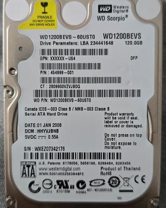 Hdd WD Scorpio 1200bevs 2.5" SATA