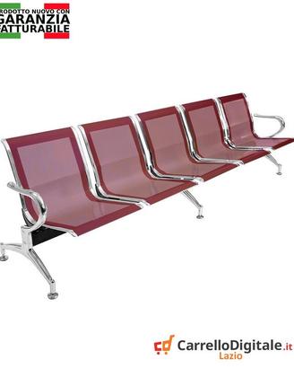 Sedie da attesa in acciaio colore rosso 5 posti