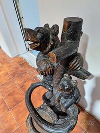 Orso in legno portaombrelli della foresta nera