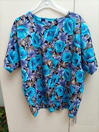 Camicia fantasia da donna tonalità blu