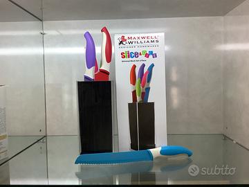 Ceppo con 5 coltelli ceramicati color Maxwell