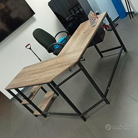 Scrivania angolare a L stile industriale