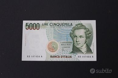 5000 Lire banconota in FDS serie XD