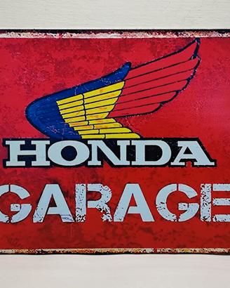 Targa in Metallo Vintage Honda Garage 30x20cm