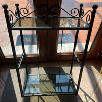 Mobile in ferro con ripiani in vetro fume
