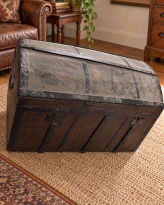 Grande Baule vintage in legno e metallo