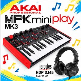 Akai MPK mini Play MK3 + Cuffie Hercules HDP DJ45
