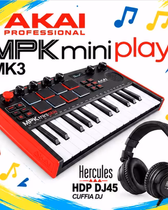 Akai MPK mini Play MK3 + Cuffie Hercules HDP DJ45