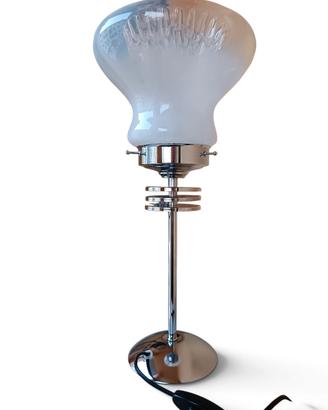 Lampada da tavolo vintage in vetro opallino