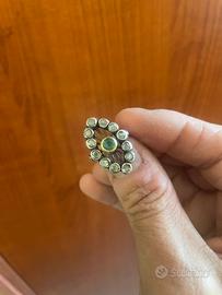 Anello vintage 9k ghiera arg. 12 pietre e 1 smer.