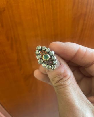 Anello antico a margherita oro e argento del 1900