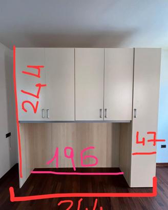 Mobile a ponte con letto ad una piazza e mezzo