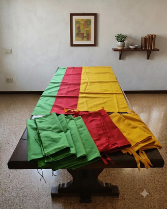Set di 11 tende a laccetti (150x43 cm) nuove giall