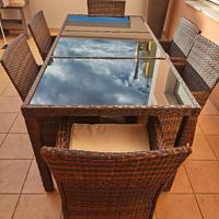 tavolo 190x90 con 6 poltrone  set giardino/esterni