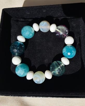 Bracciale elastico artigianale pietre dure 