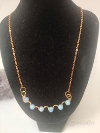 collana con acquamarina ottone acciaio 