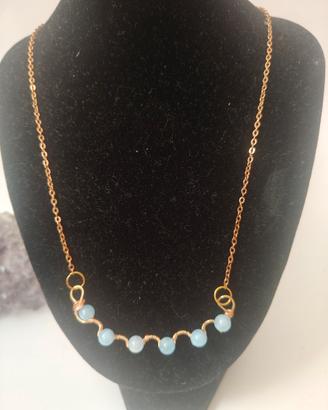 collana con acquamarina ottone acciaio 