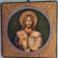 Icona Ortodossa vintage dipinta a mano 