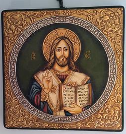 Icona Ortodossa vintage dipinta a mano 