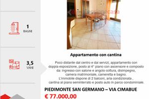 Appartamento con 2 camere,posto auto e cantina
