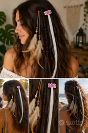 Accessori boho chic cordoncino + piume 2 extension