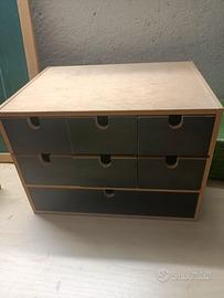 Mini cassettiera in legno double-face