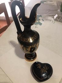 Anforetta e portagioie blu e oro